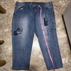 Lane Bryant Blue Distressed Boyfriend Jeans